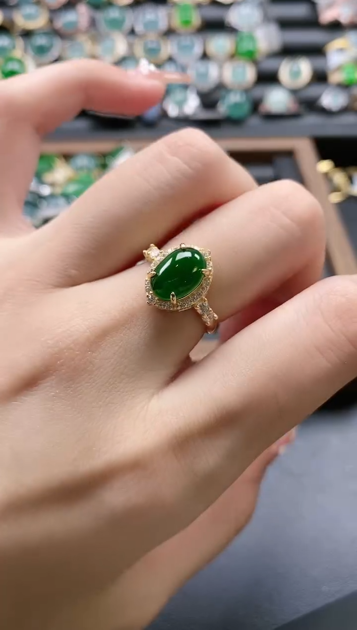【闪购商品】翡翠戒指银S925镶嵌51511