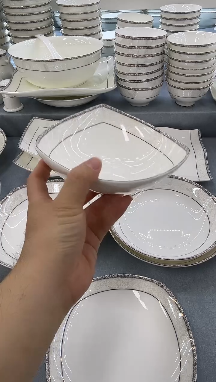 骨瓷玲珑6三角2个 