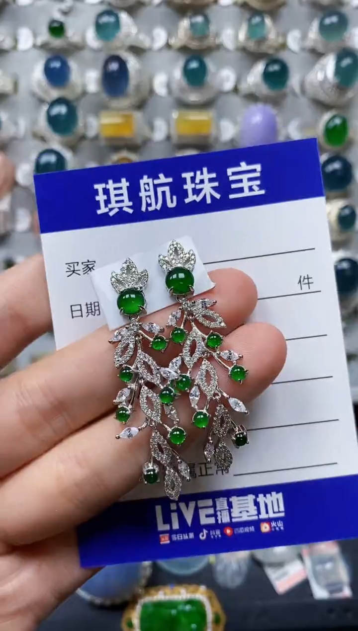 【闪购商品】翡翠耳饰银S925镶嵌0315