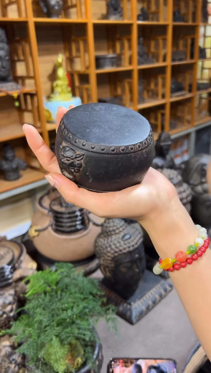 陶土【火山泥】兽头小鼓