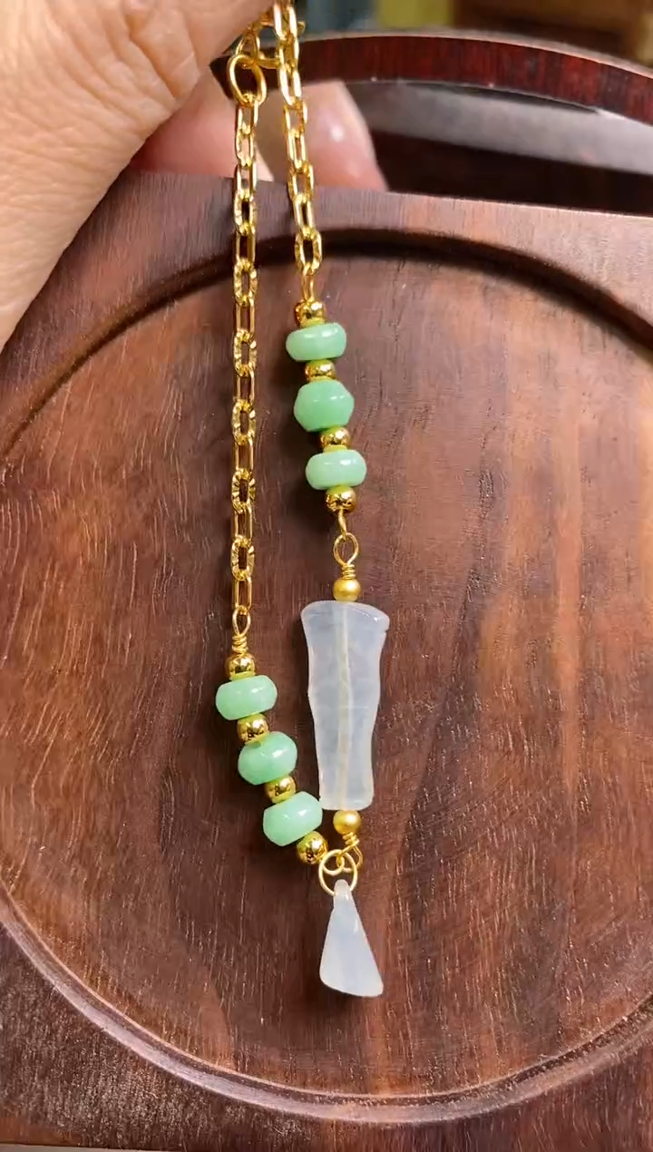 翡翠银S925镶嵌颈饰净货12908