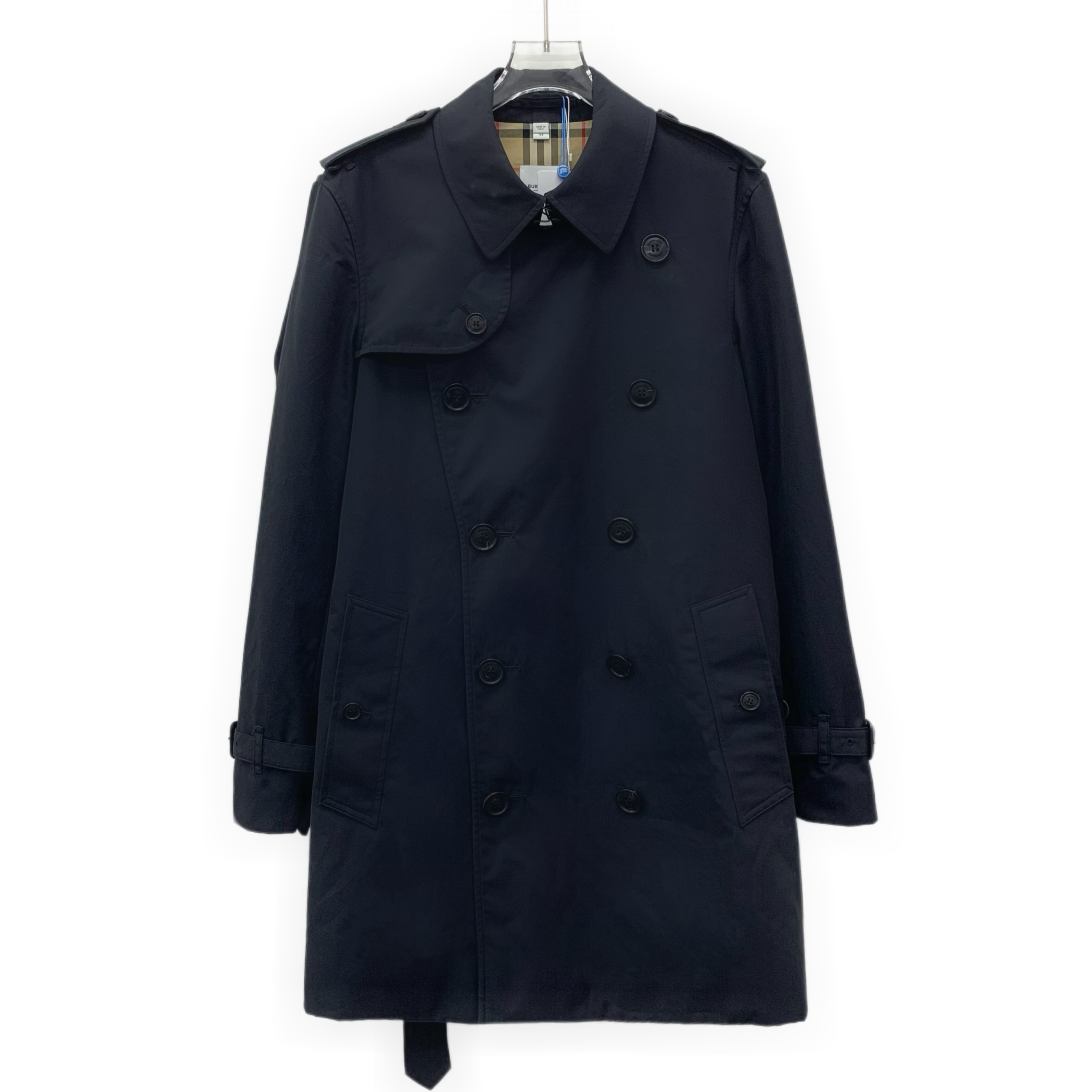 95新 BURBERRY/博柏利 IW0519 黑色棉质腰带款风衣外套 44 L码