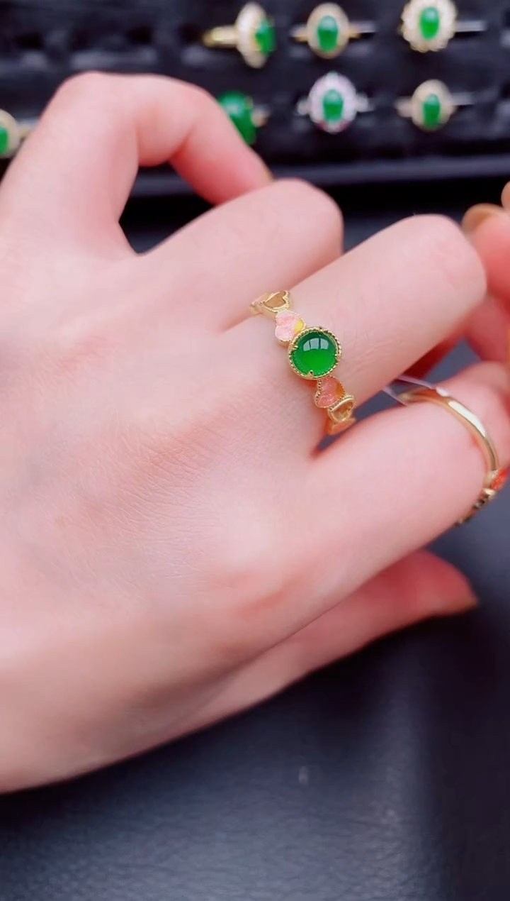 【闪购商品】翡翠戒指银S925镶嵌天然a货翡翠148