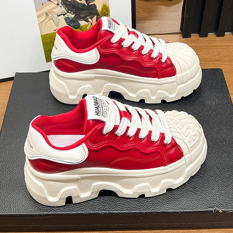 POLAR BEAR 新款休闲百搭女士休闲板鞋贝壳头小白鞋厚底增高3083