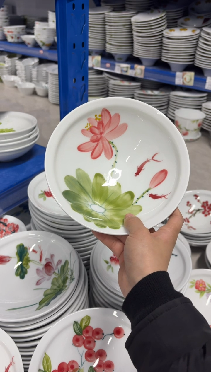 景德镇高温陶瓷食品级手绘釉中彩-大斗笠碗