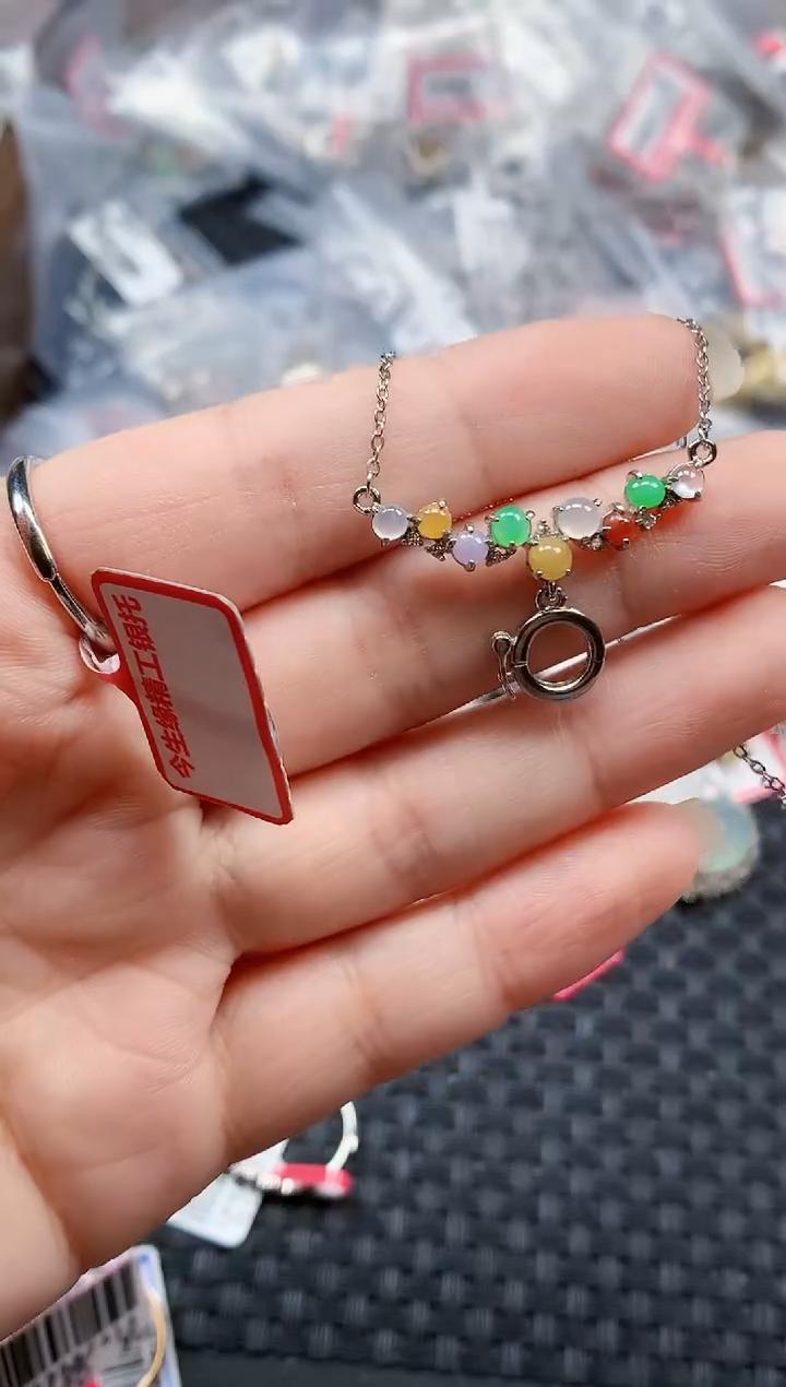 银S925镶嵌戒指翡翠天然A货缅甸翡翠