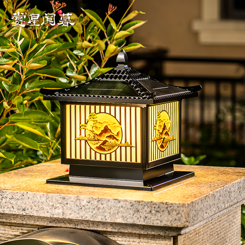 太阳能庭院灯大门柱头灯现代简约户外别墅小区围墙门柱防水柱子灯