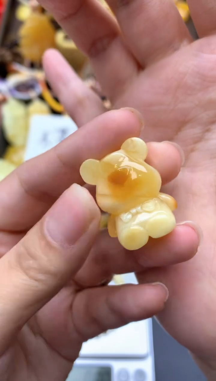 【闪购商品】未镶嵌琥珀珠宝奇石073琥珀蜜蜡花粉有纹小坑介意勿拍