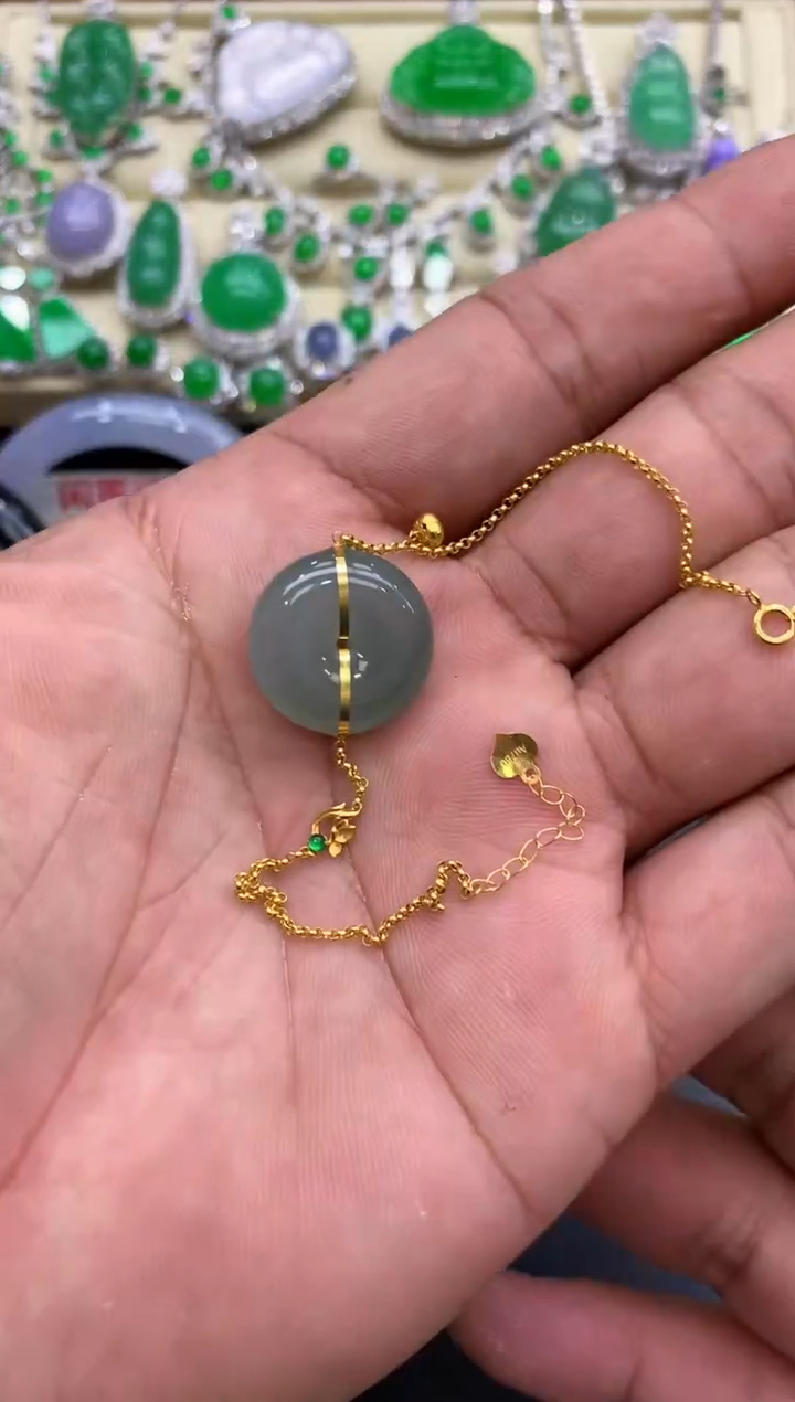 18K金镶嵌手链翡翠53-中国好珍宝