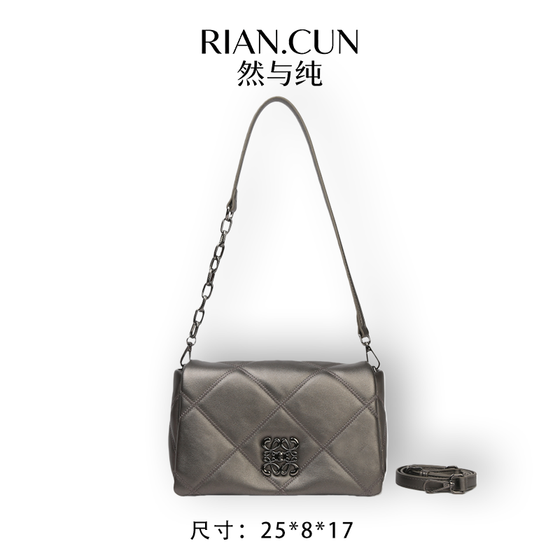 RAIN.CUN冬季2025新款轻奢设计单肩斜挎女包 BF-66523-香槟金