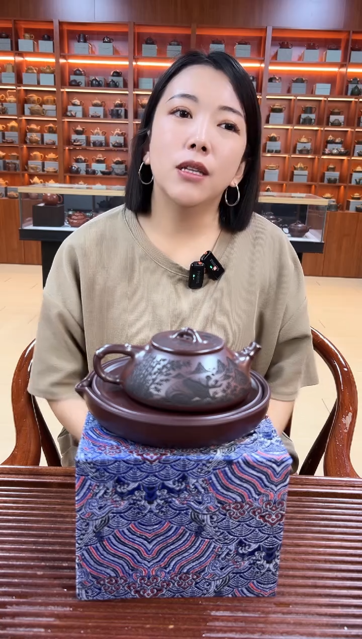 茶壶紫砂五熊竹瓢 石红 李恒阳