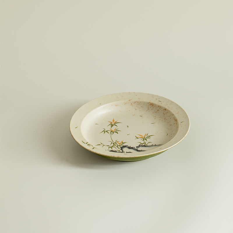 墨己小青柑手绘金竹听风大号陶瓷壶承精致云间壶承家用茶壶底托