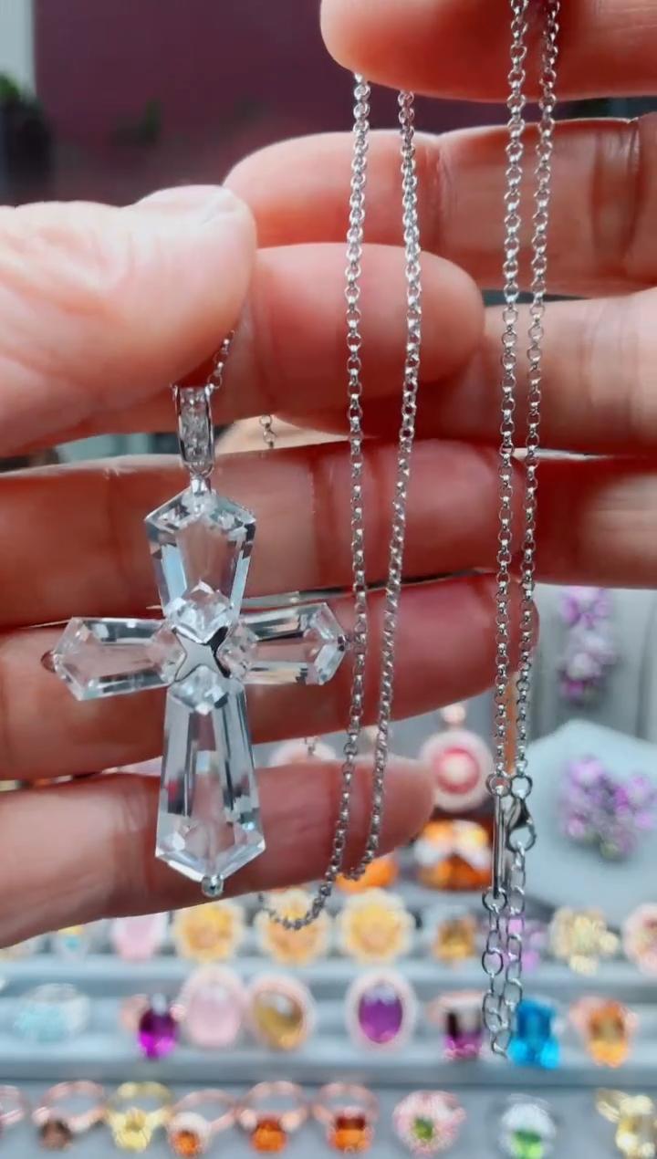 吊坠(赠链)银S925镶嵌水晶水晶吊坠