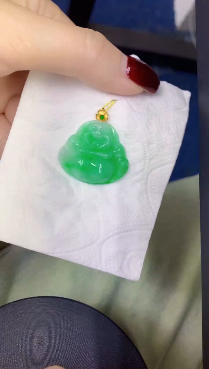 颈饰18K金镶嵌翡翠缅甸天然翡翠A货
