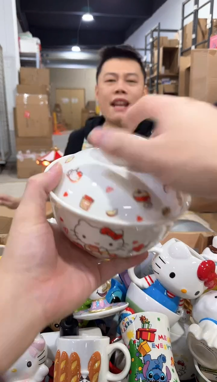 瓷片原盒kt猫带盖泡面碗