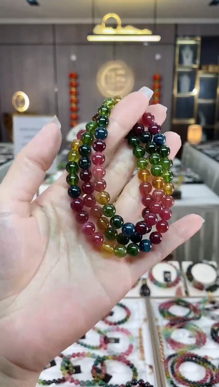 【闪购商品】碧玺三圈手串7mm+未镶嵌（多样性发一条）hon