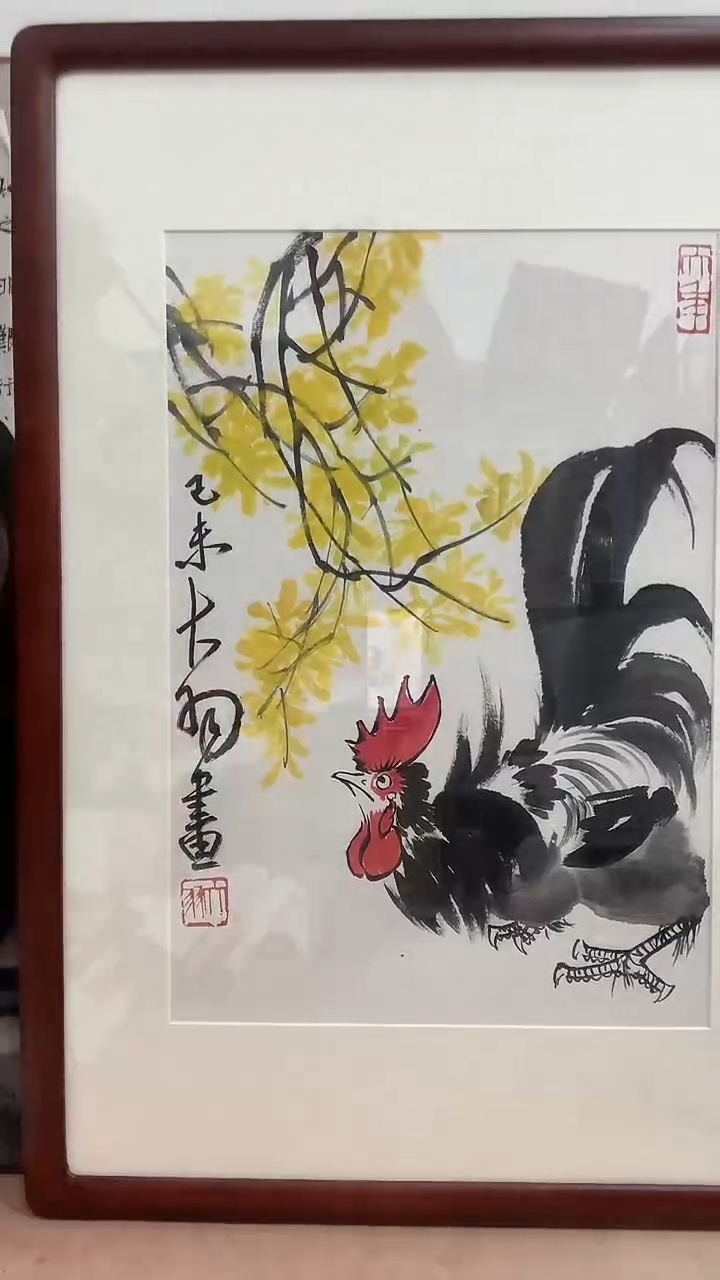 【闪购商品】国画j陈老师国画（公鸡）镜框一件