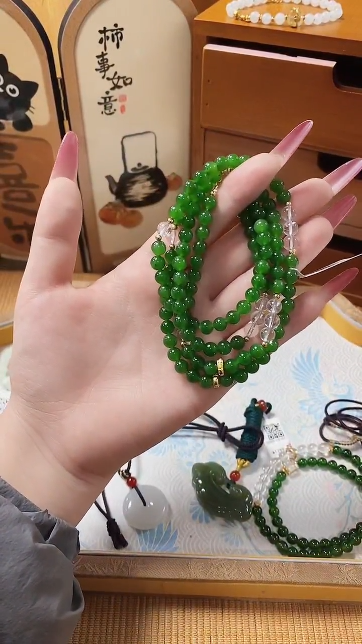 银S925镶嵌手串和田玉多样性拍一发一fs
