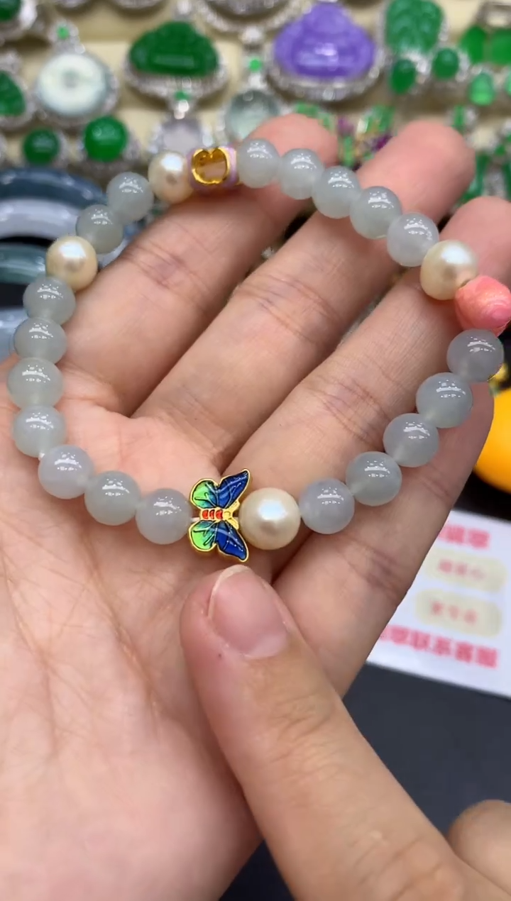 足金镶嵌手链翡翠180-中国好珍宝