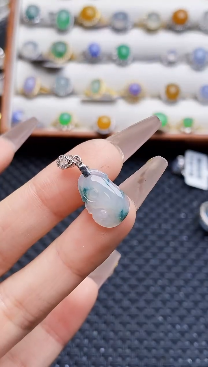 银S925镶嵌戒指翡翠6877