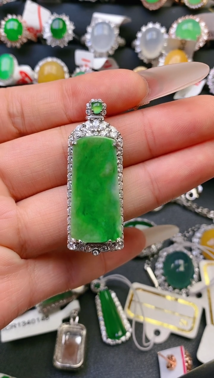 【闪购商品】翡翠戒指银S925镶嵌天然A货翡翠1