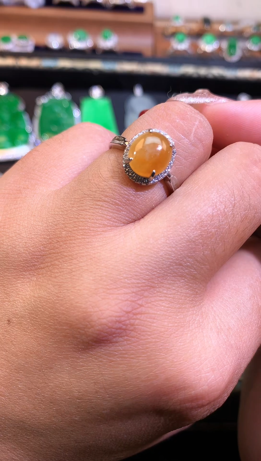 【闪购商品】翡翠戒指银S925镶嵌缅甸天然A货翡翠