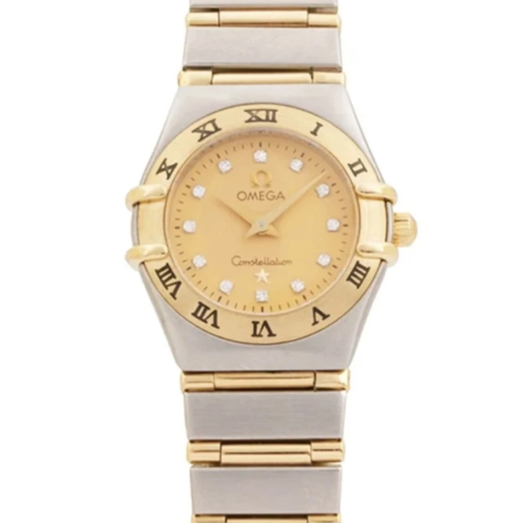 99新 Omega/欧米茄 星座原盘原钻间金钻刻贝母中古女表23盘LF
