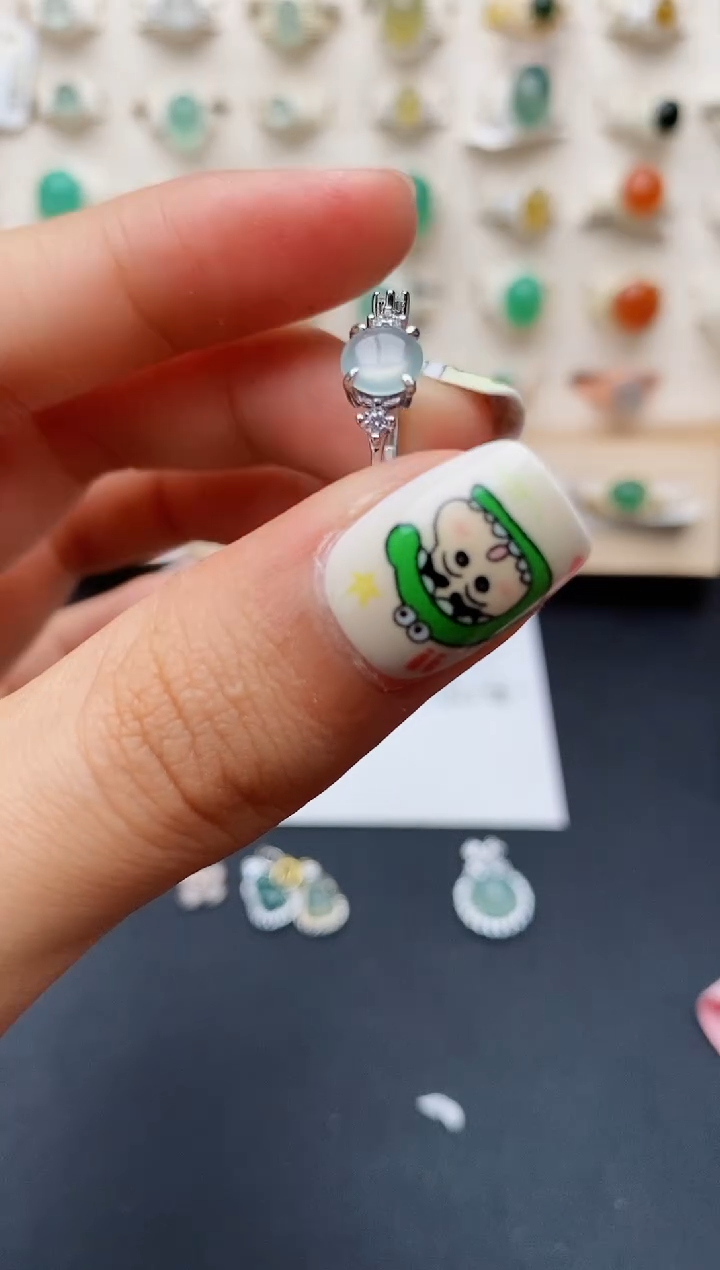 【闪购商品】翡翠戒指银S925镶嵌缅甸翡翠