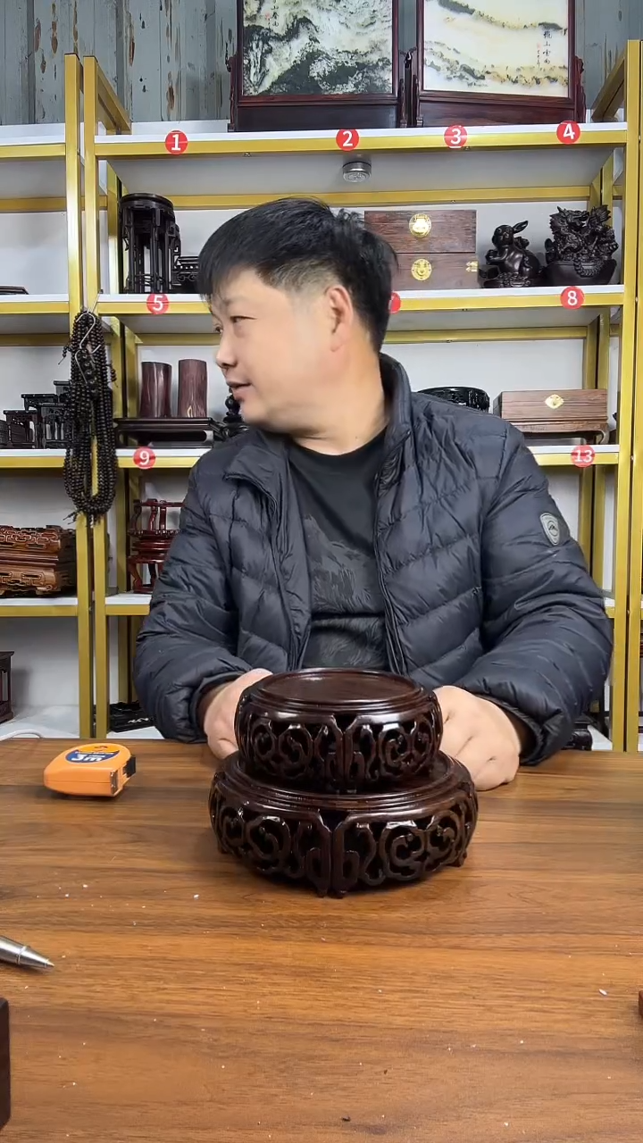 木非洲黑檀圆底座内径14CM/10CM