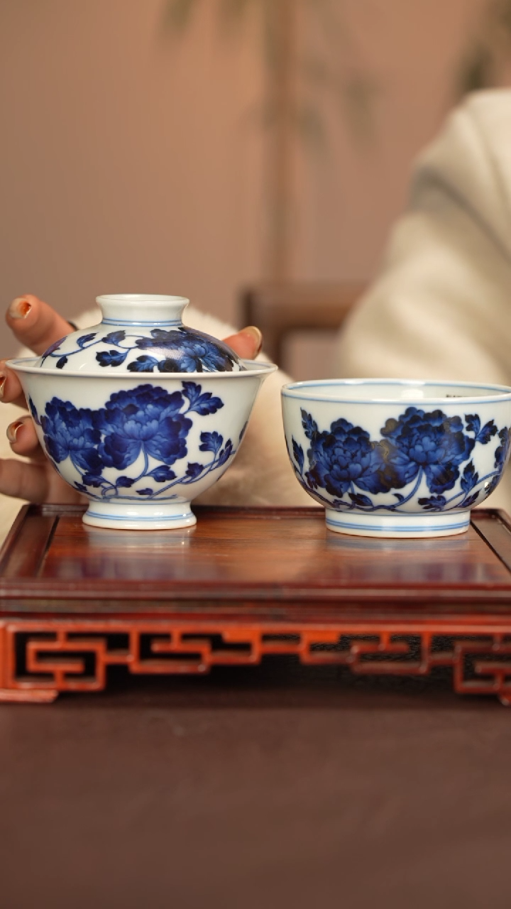 【闪购商品】盖碗小卿亭景德镇手工手绘陶瓷