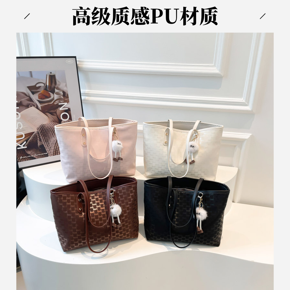 批发高级质感手提托特包女包2025款格纹百搭单肩包通勤腋下包
