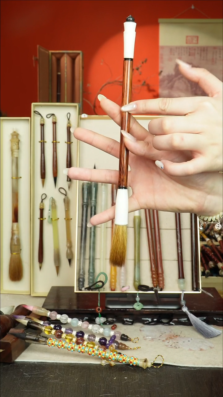 211号闪孤品高货毛笔链接 清水试笔 蘸墨不退