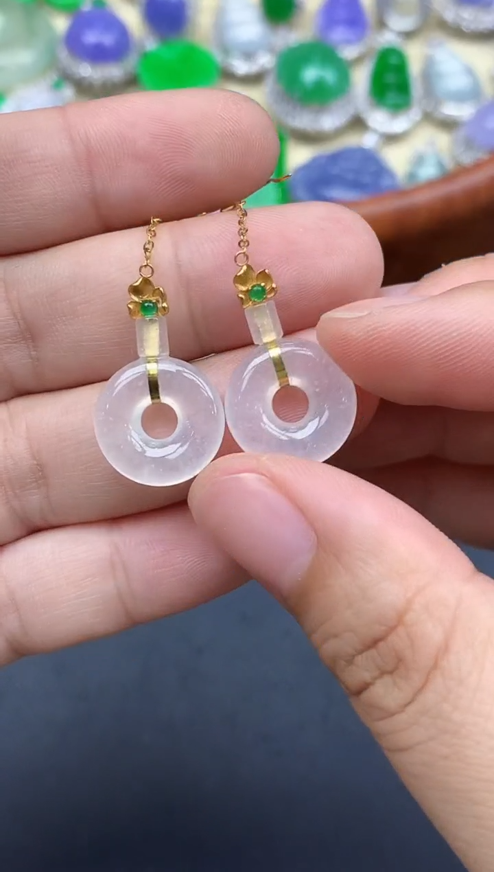 18K金镶嵌翡翠耳饰379-中国好珍宝