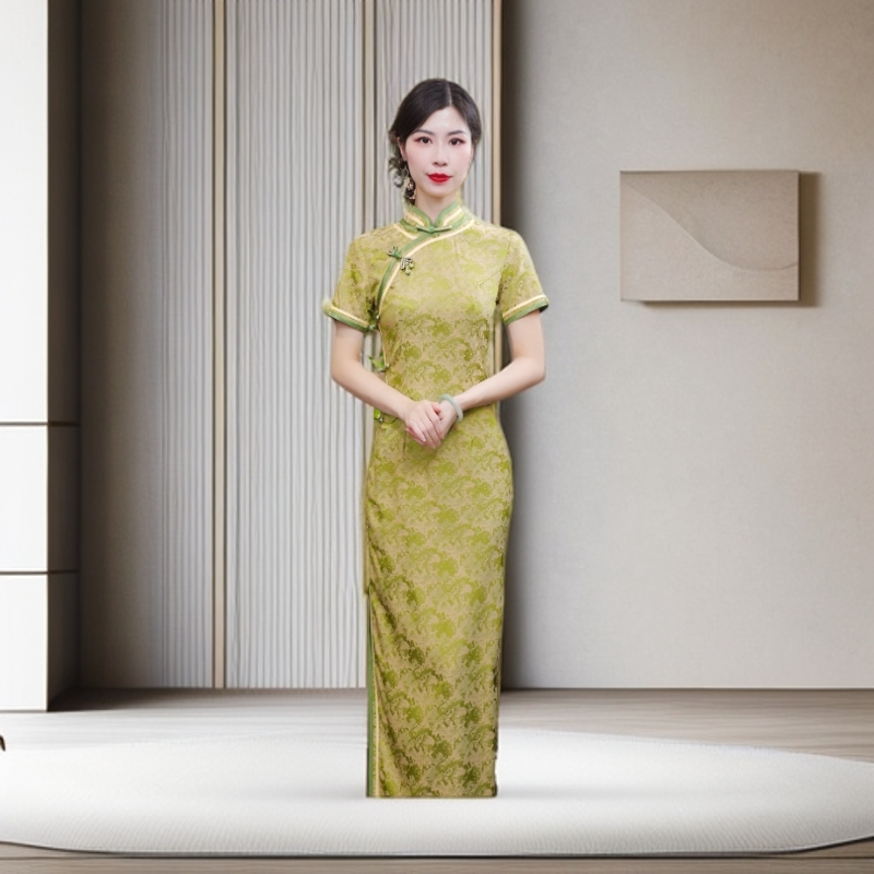 欣阳（绿）  2025新款改良旗袍气质日常优雅经典旗袍复古显瘦