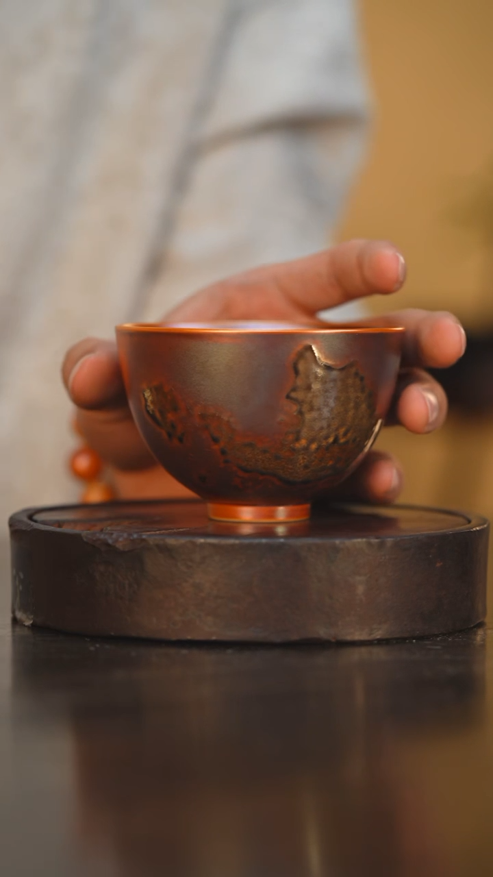 33柴房陶瓷柴烧金玉落灰主人杯