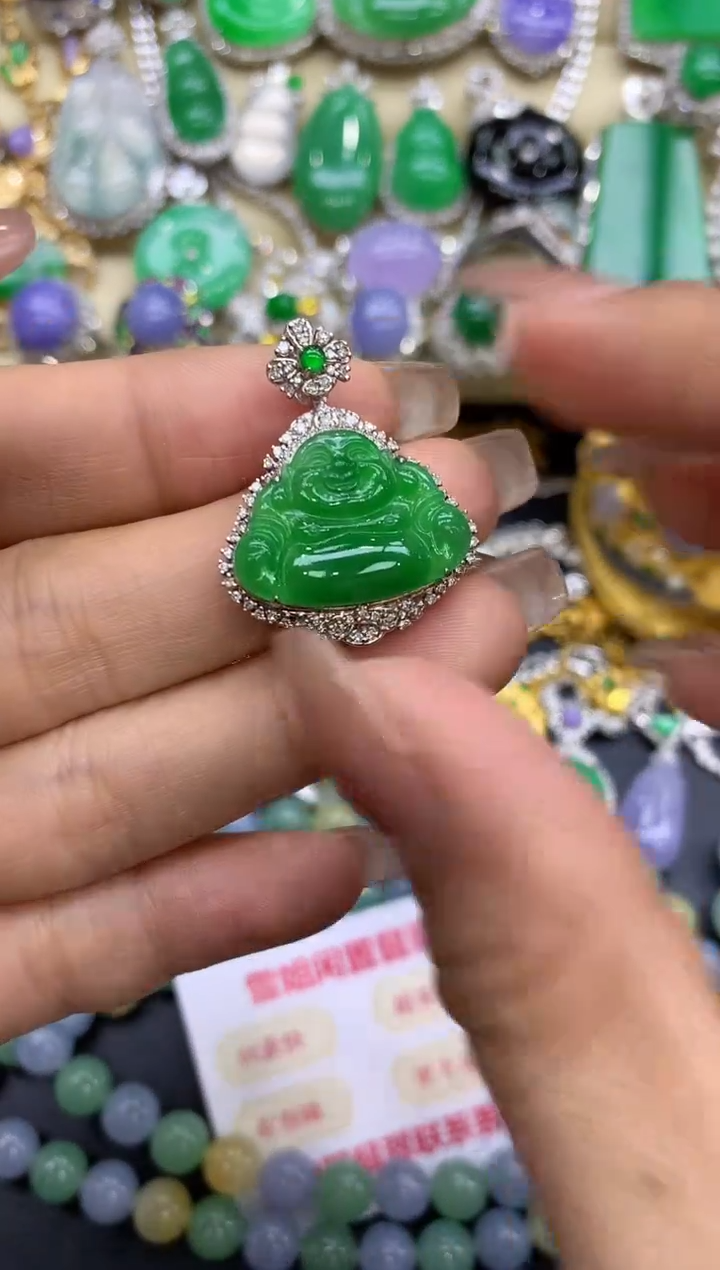 颈饰18K金镶嵌翡翠283-中国好珍宝