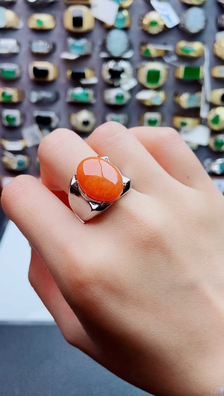 未镶嵌戒指翡翠阳**量天然翡翠男戒