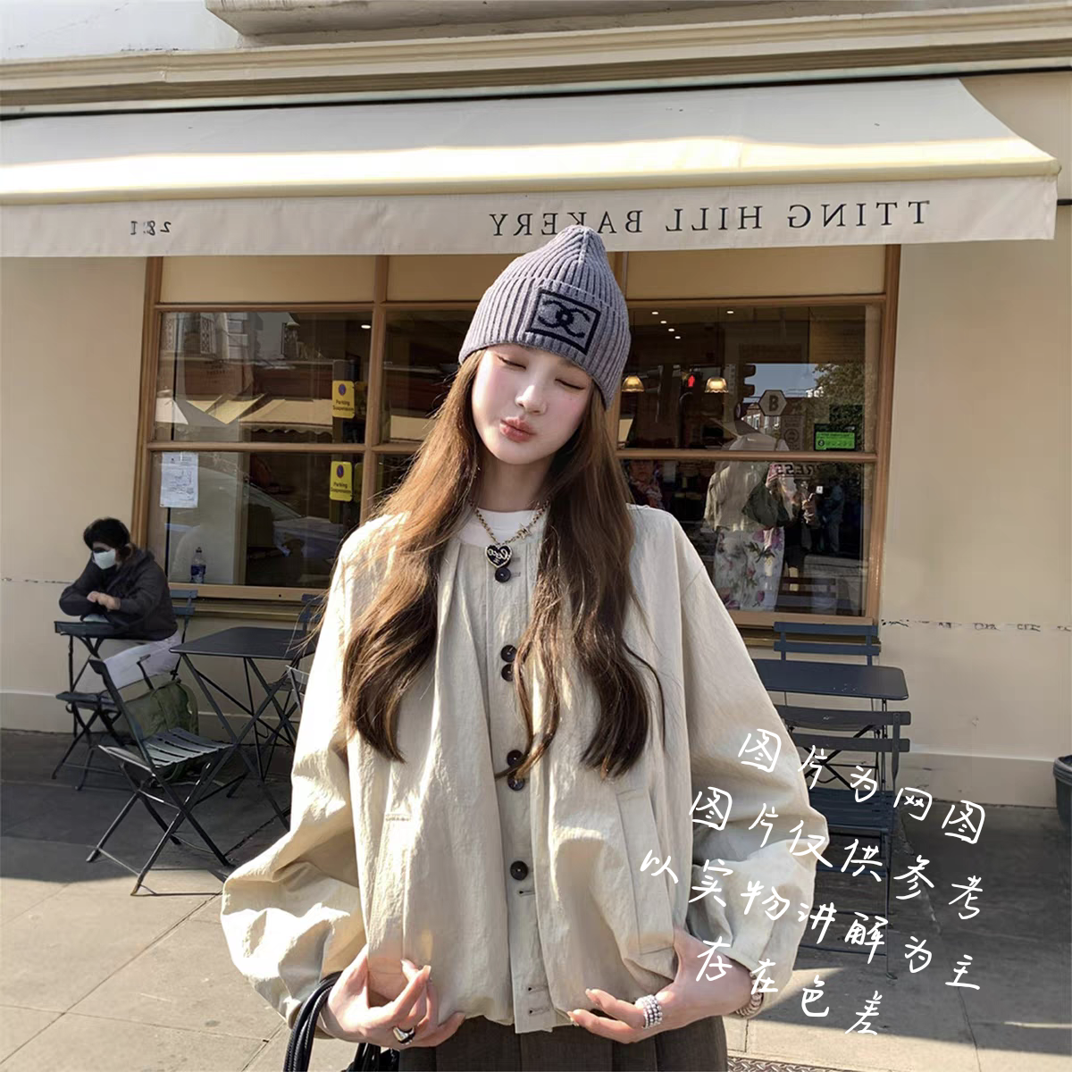 【大白莎家】花苞型长袖短款圆领秋季女休闲风宽松外套上衣