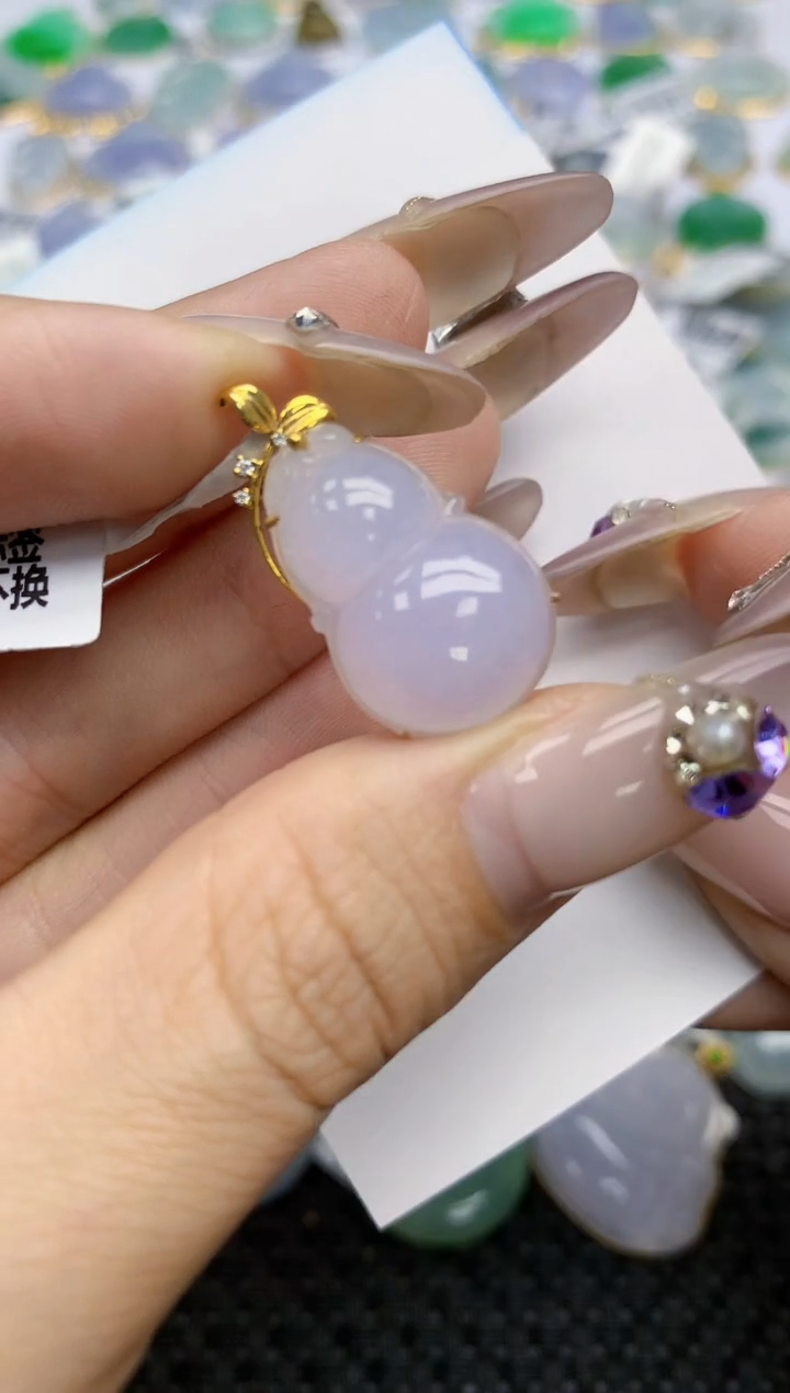 翡翠挂件18K金镶嵌296   天然翡翠A货