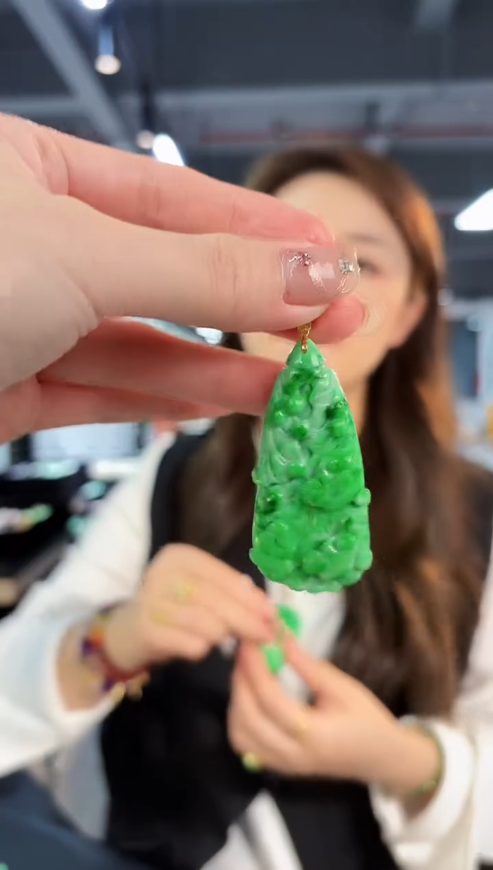 【闪购商品】翡翠颈饰18K金镶嵌缅料A货/支持复检/一件