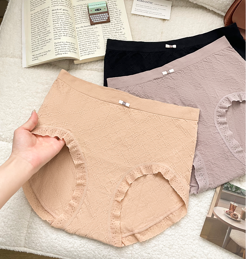 无痕女士提花内裤舒适性感透气中腰女士内裤