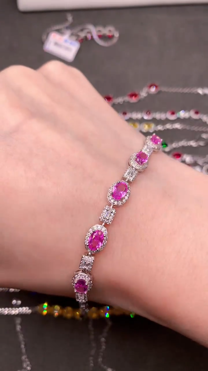 【闪购商品】彩色蓝宝石手链银S925镶嵌.......