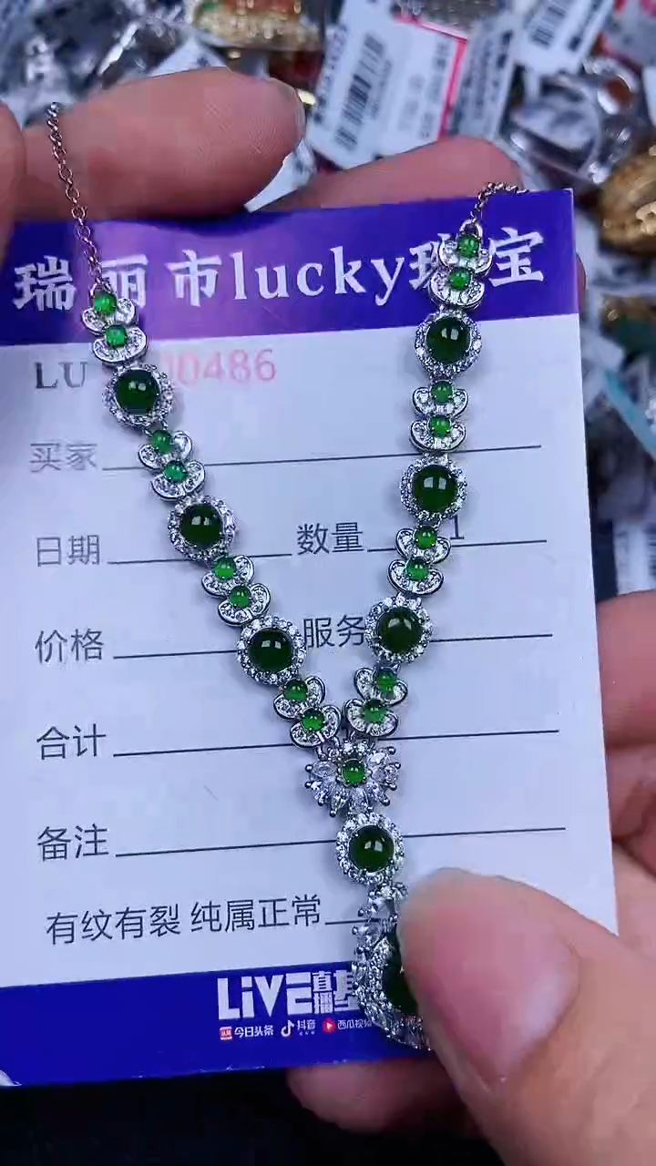 颈饰银S925镶嵌翡翠486