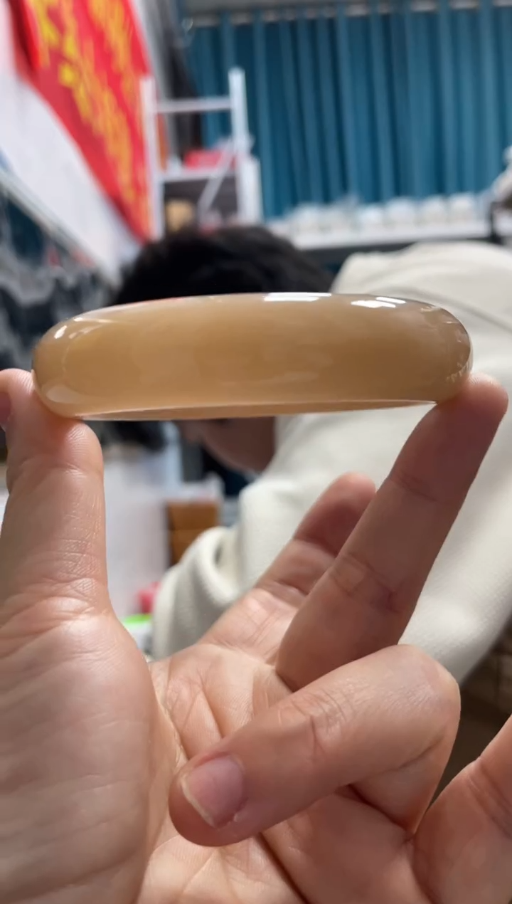 【闪购商品】和田玉（糖玉）手镯未镶嵌A14藕粉正圈60