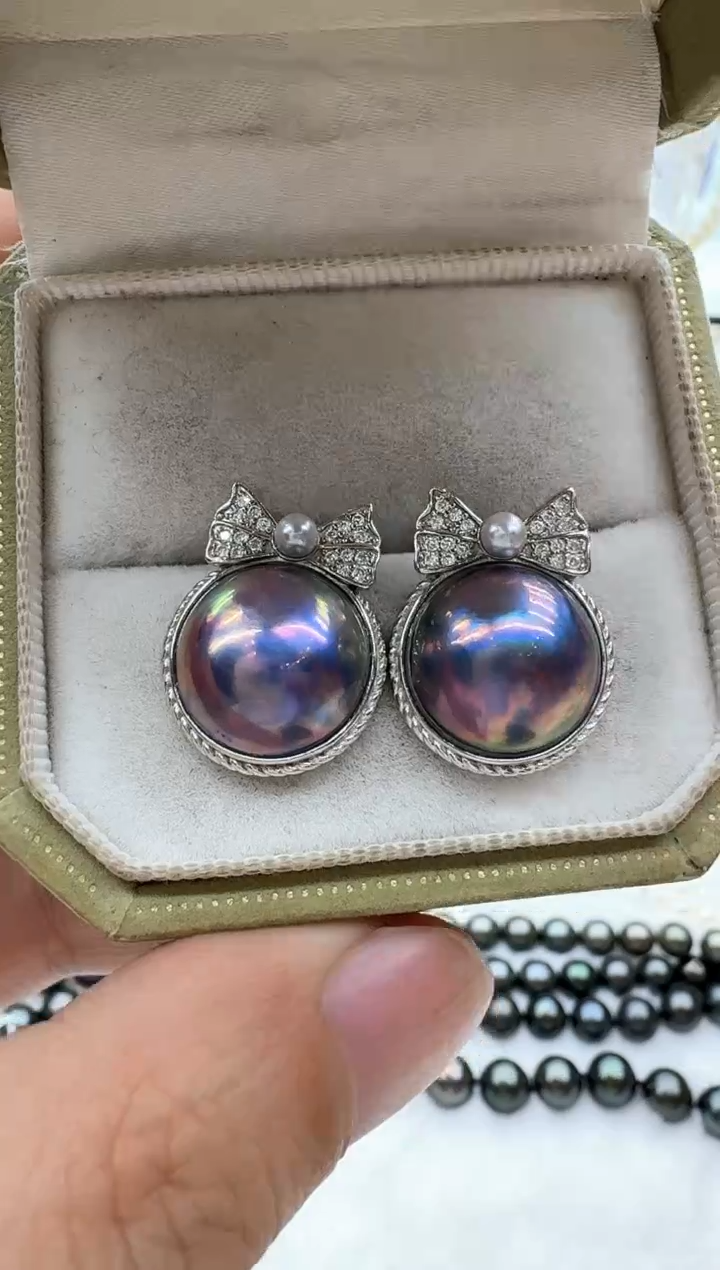 【闪购商品】拼合珍珠（马贝珠）耳饰银S925镶嵌清货