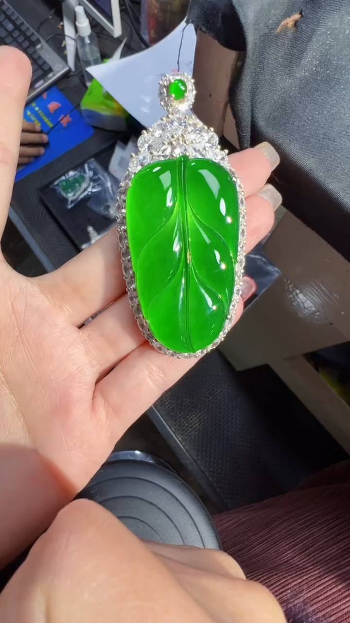 【闪购商品】定制翡翠未镶嵌叶子商品多样性发货1