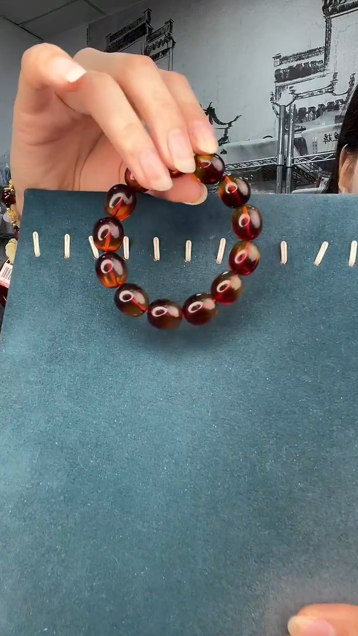 裸石琥珀未镶嵌A3125红蓝珀14MM