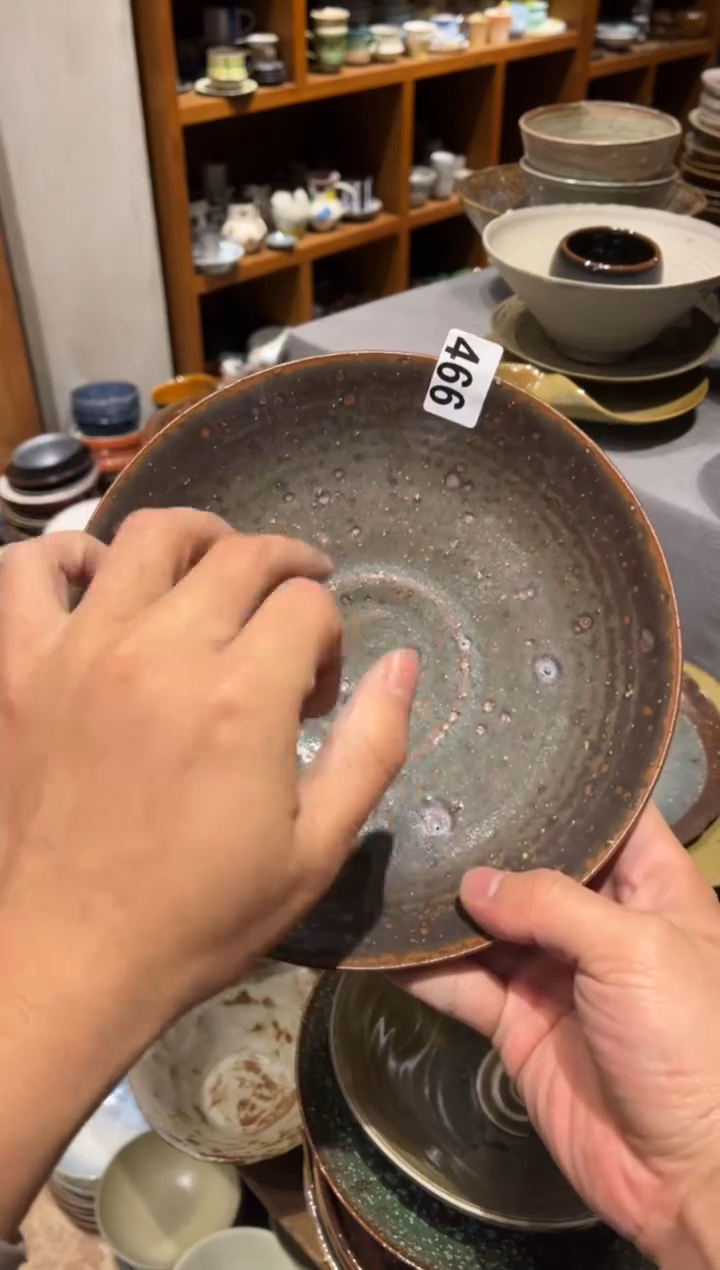 【闪购商品】瓷片466 粗陶棕高足盘1个