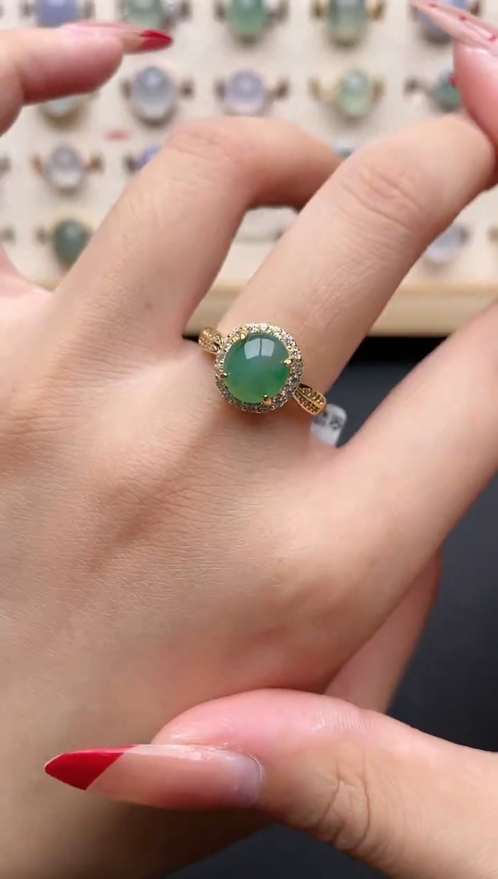 【闪购商品】翡翠戒指银S925镶嵌一物一证一礼盒