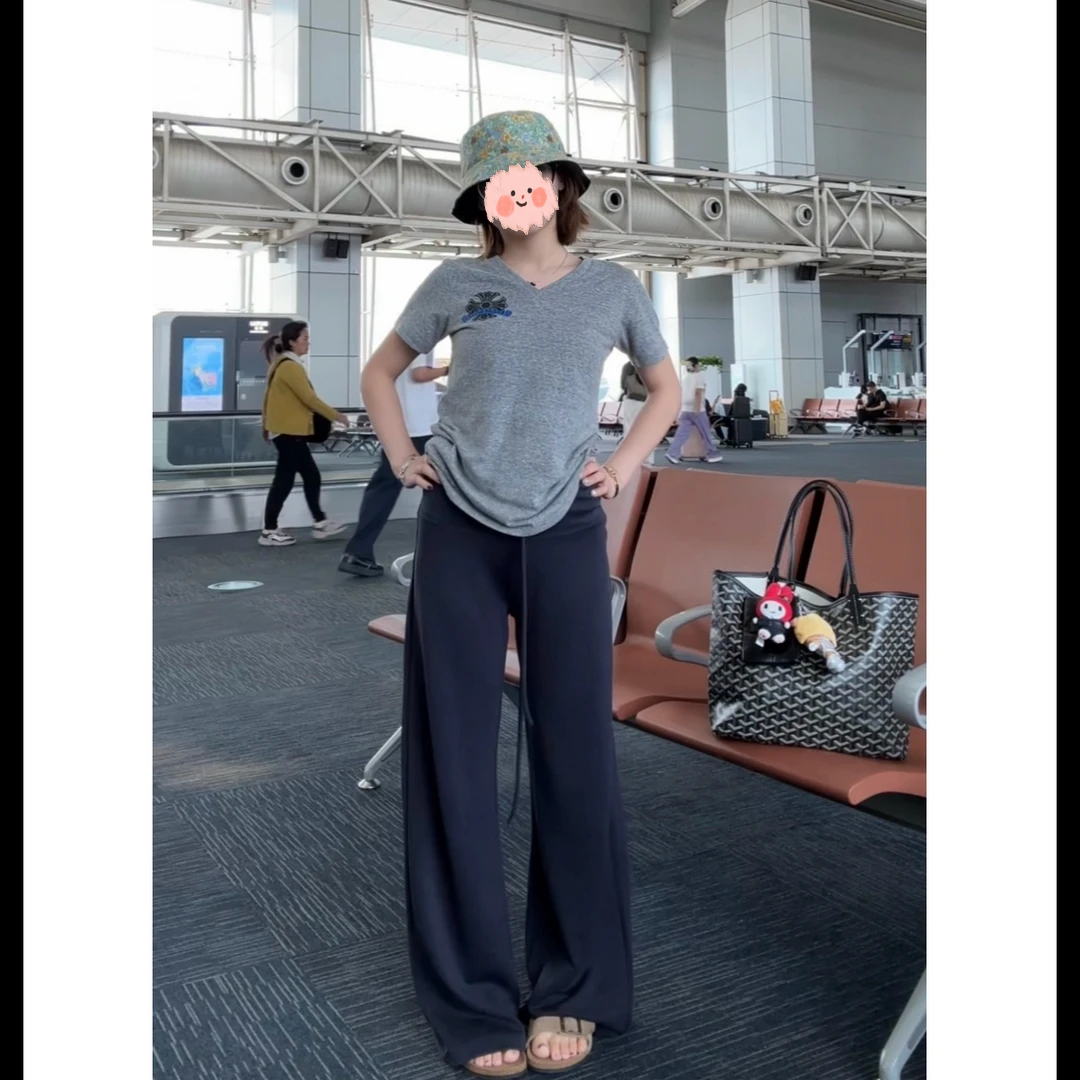 【凉凉裤】中腰显瘦休闲设计感垂感凉凉休闲裤【X5586】